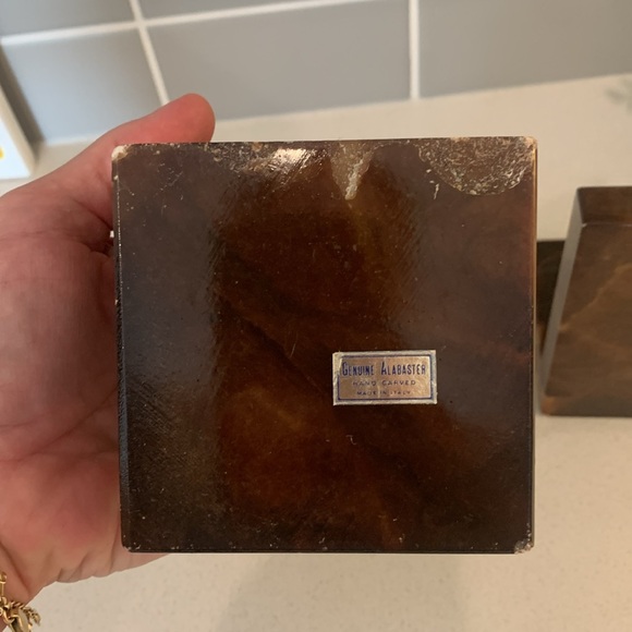 Vintage Alabaster Golf Ball Bookends - Picture 7 of 12